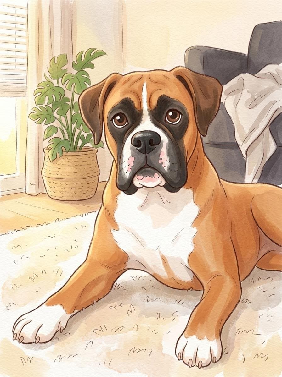 Boxer als prentenboek-illustratie