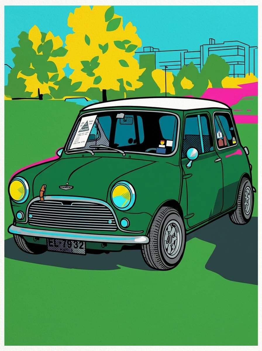 Klassieke Mini Cooper als pop-art