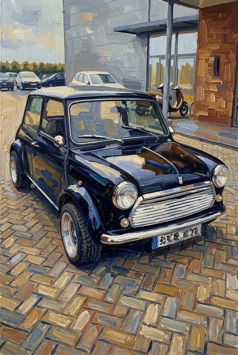 Auto als kunstwerk aan de muur