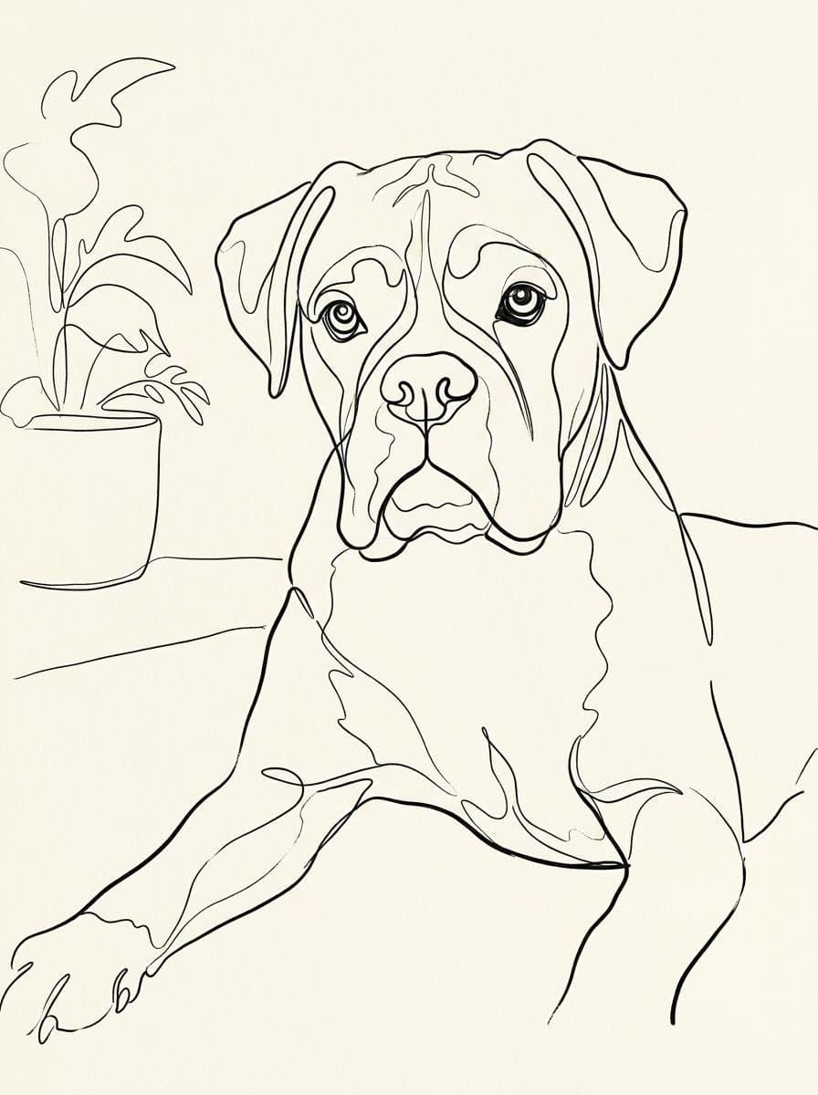 Boxer als één-lijn-tekening