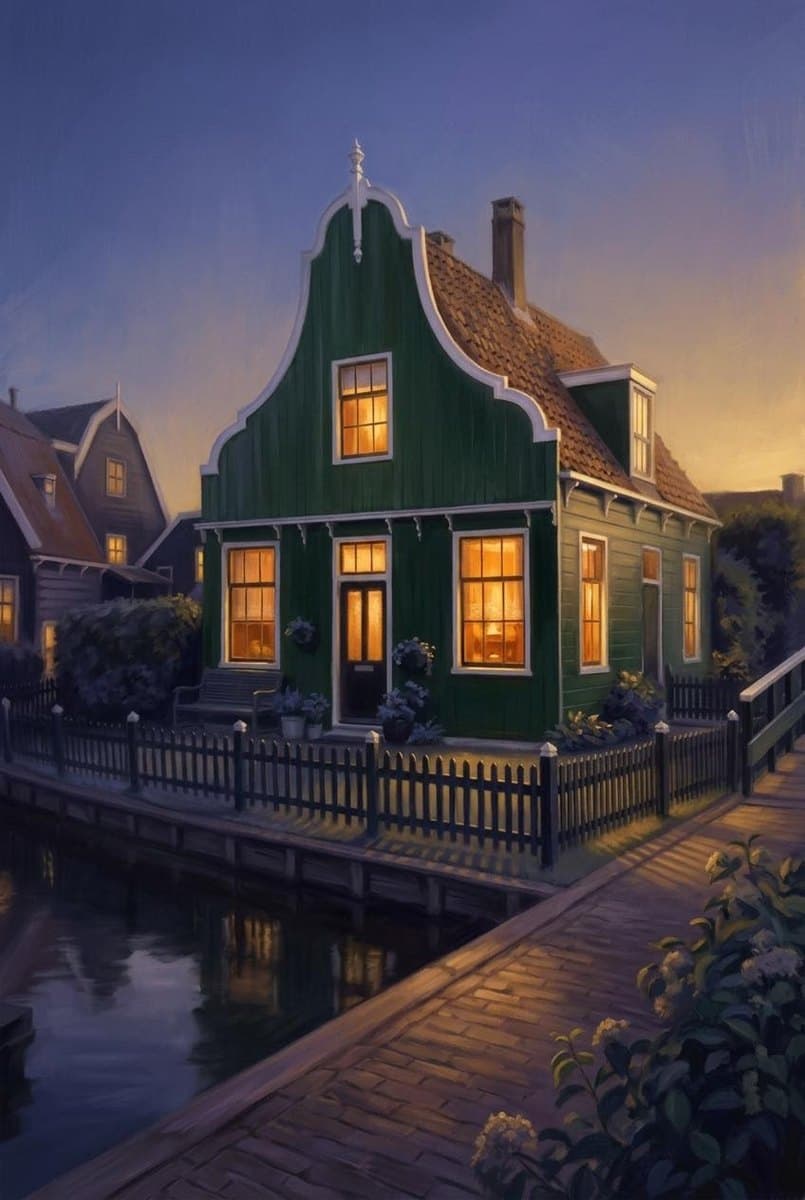 Voorbeeldwerk in stijl Gouden avond