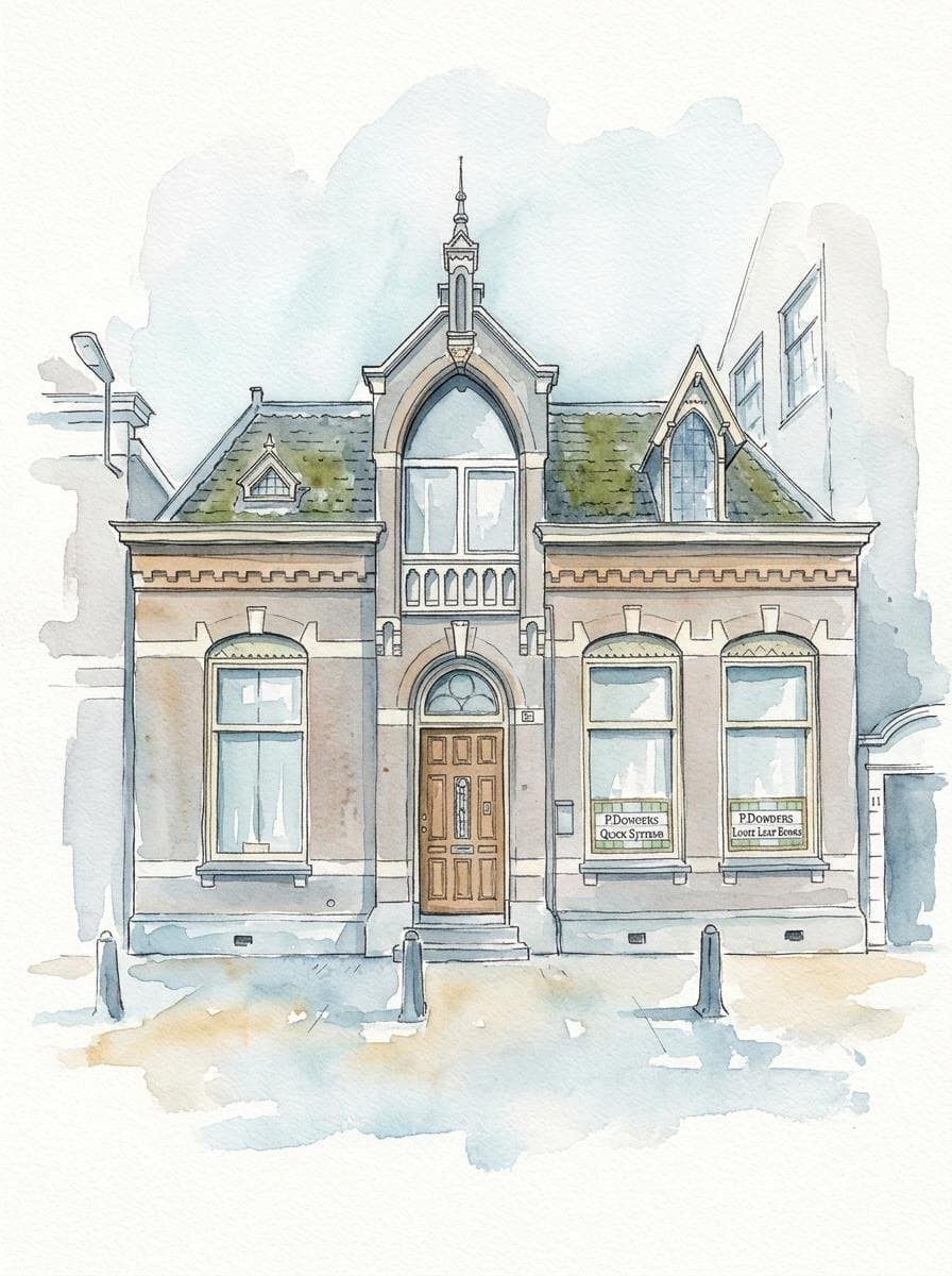 Herenhuis in Haarlem als waterverf-kunstwerk