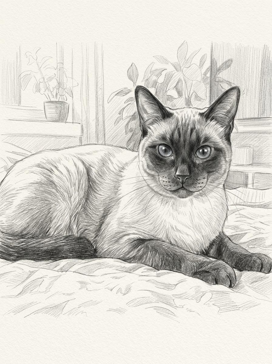 Siamese kat als potloodschets