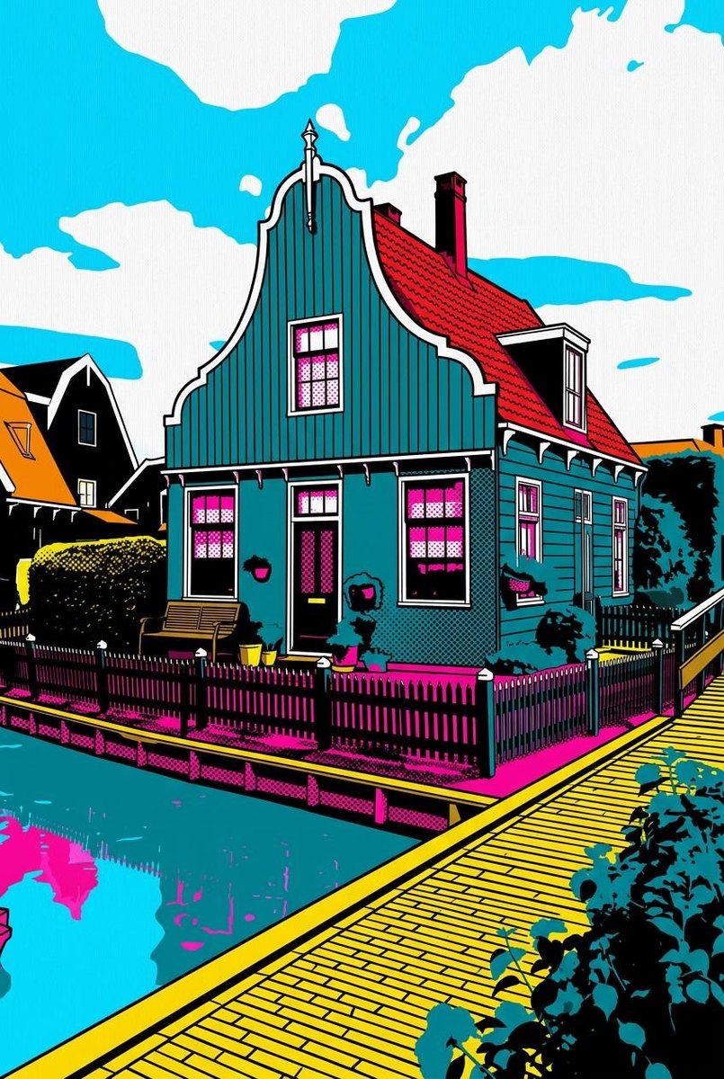 Het Zaanse huisje in de stijl Pop-art